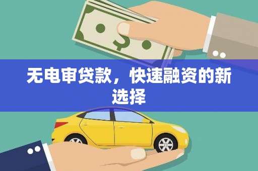 立山无电审贷款，快速融资的新选择