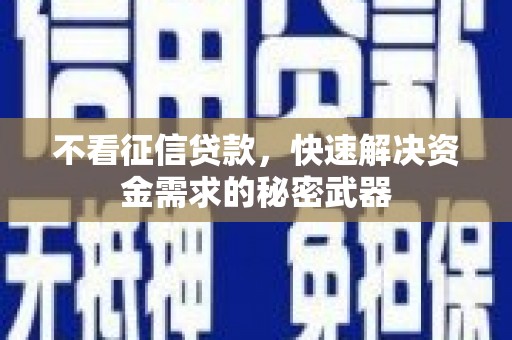 立山不看征信贷款，快速解决资金需求的秘密武器