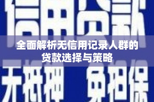 立山全面解析无信用记录人群的贷款选择与策略