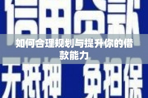 立山如何合理规划与提升你的借款能力